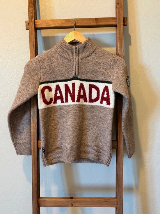 Canadiana Clothing Co. Other - Canadiana Canada Quarter Zip Sweater Taupe Brown Pullover Size youth medium
